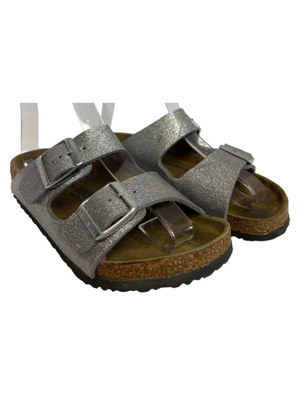 Birkenstock Arizona Kids Girls Glitter Gray Two Strap Sandals EU 33 US 2-2.5